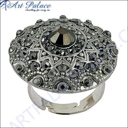 Designer Gun Metal Gemstone Marcasite Silver Ring Handmade Marcasite Ring
