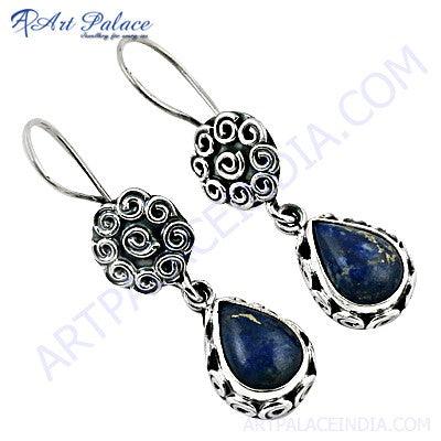 Designer Lapis Gemstone 925 Silver Earring Lapis Lazuli Earring Superior Earring