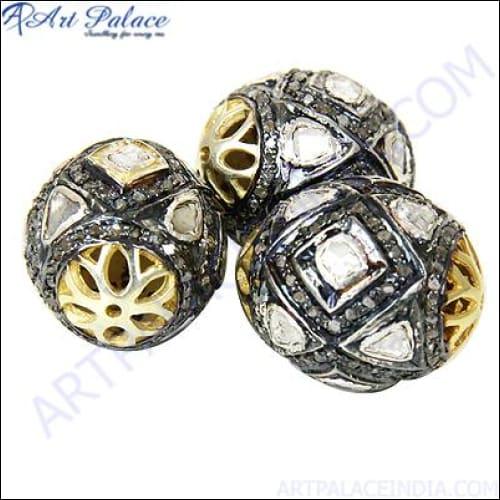 Diamond Beads 925 Sterling Silver Jewelry components