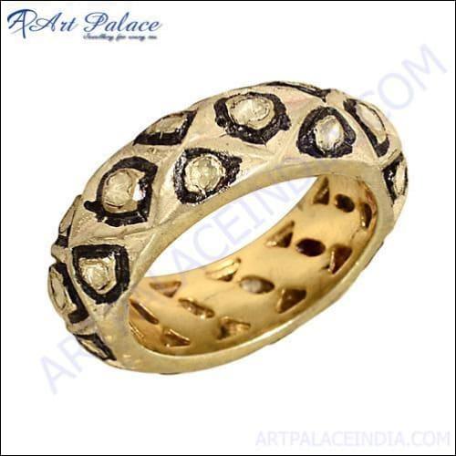 Diamond Gold Plated Silver Ring