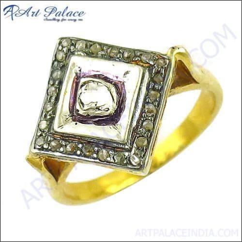 Diamond Gold Plated Silver Victorian Ring Hand Finished Victorian Ring Pretty Victorian Ring