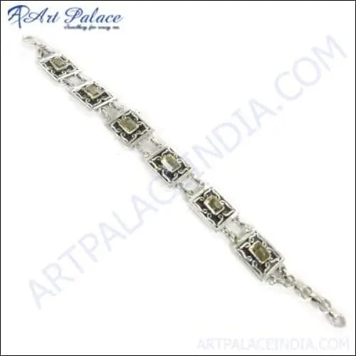 Elegant 925 Silver Bracelet studded with Gemstone: Timeless Beauty