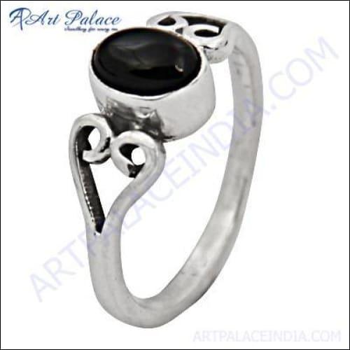 Elegant Black Onyx Gemstone Sterling Silver Ring Gemstone Rings Oval Gemstone Rings Black Onyx Rings