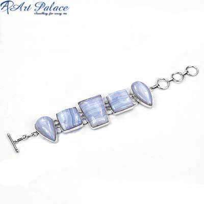 Elegant Blue Lace Agate Gemstone Bracelets Fabulous Gemstone Bracelet Chunky Bracelet