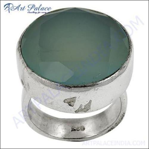 Elegant Chalcedony Gemstone Silver Ring