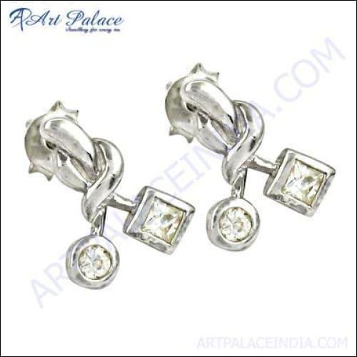 Elegant Cubic Zirconia Gemstone Silver Earrings New Arrival Cz Earrings Fabulous Cz Earrings
