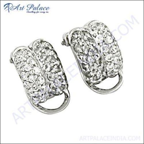 Elegant Fancy Cubic Zirconia Gemstone Silver Earrings Cubic Zirconia Silver Earrings 925 Silver Cz Earrings