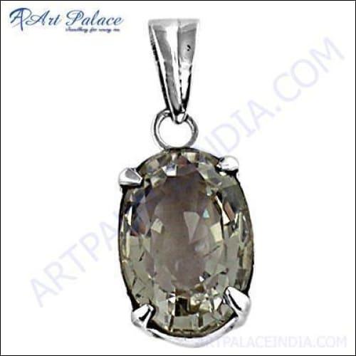 Elegant Fancy Cubic Zirconia Gemstone Silver Pendant