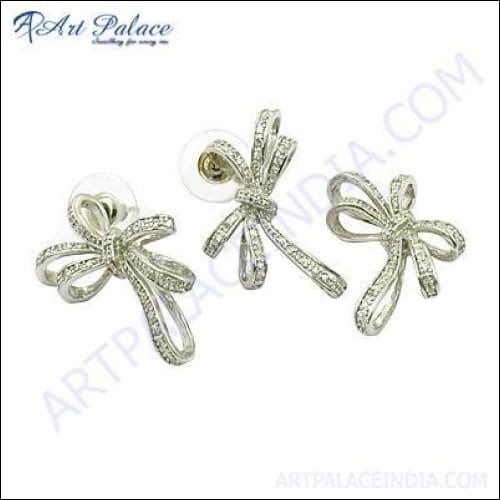 Elegant Fancy Sterling Silver Gemstone Pendant Set With Cubic Zirconia