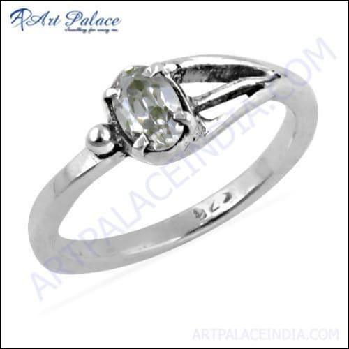Elegant Fashion Cubic Zirconia Gemstone Silver Ring, 925 Sterling Silver Jewelry