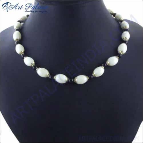 Elegant Gemstone Beads 925 Sterling Silver Necklace