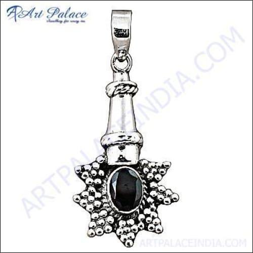 Ethnic 925 Silver sterling Pendant with Garnet