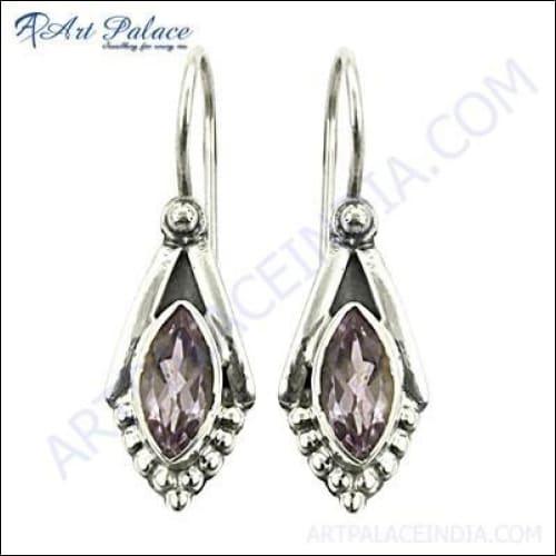 Ethnic Design In Gemstone Silver Earrings Jewelry, 925 Sterling Silver Jewelry Amethyst Ethnic Earrings Coolest Earrings