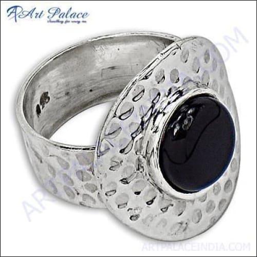 Ethnic Design In Silver Loose Gemstone Black Onyx Rings Jewelry, 925 Sterling Silver Jewelry