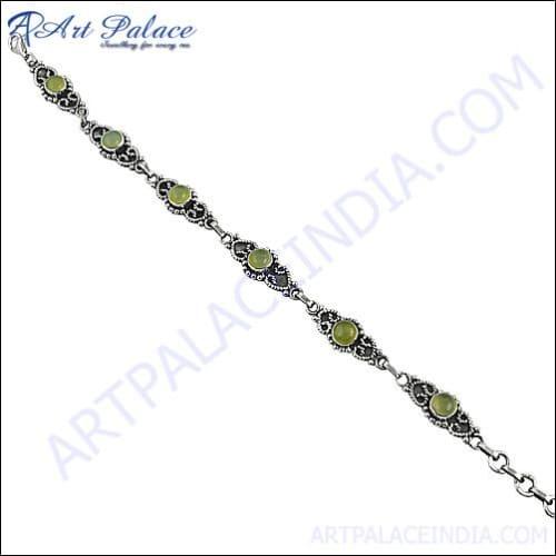 Ethnic Design In Simple Plain Silver Gemstone Bracelets Jewelry, 925 Sterling Silver Fancy Gemstone Bracelet Solid Gemstone Bracelet
