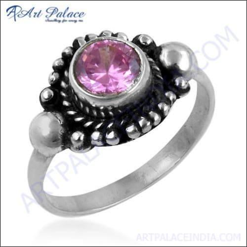Ethnic Designer Pink Cubic Zirconia Gemstone Ring