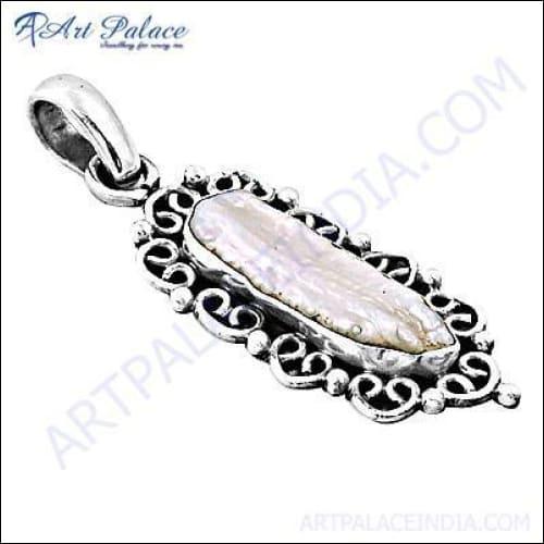 Ethnic Designer Silver Pearl Jewelry Pendant