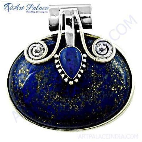 Ethnic Designer Silver Pendant Jewelry Lapis Lazuli Pendant Ethnic Pendant Adorable Pendant