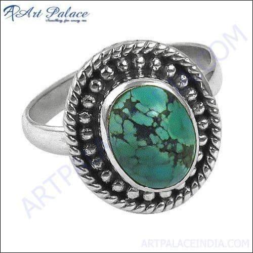 Ethnic Designer Turquoise Silver Ring