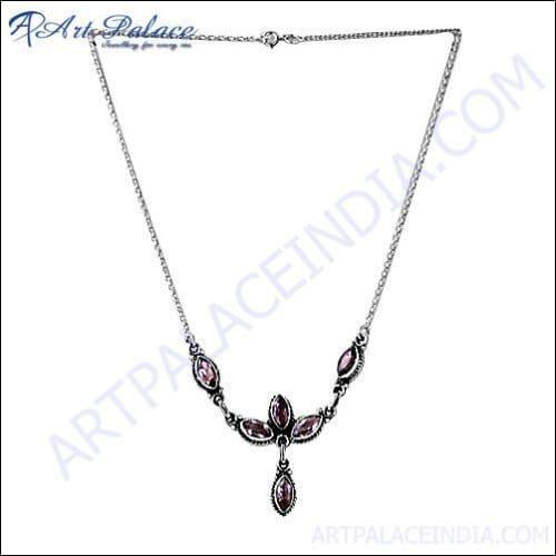 Excellent Amethyst Design Silver Necklace