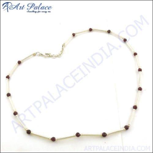 Excellent & Elegant Garnet Gemstone Silver Necklace