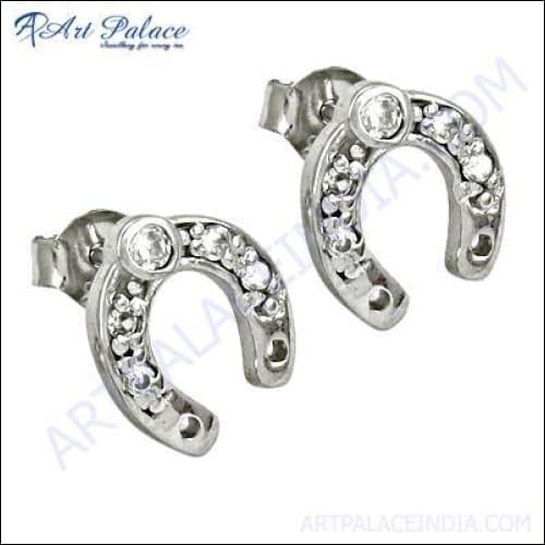 Excellent New Cubic Zirconia Gemstone Silver Earrings Cool Cz Earrings Newest Cz Earrings