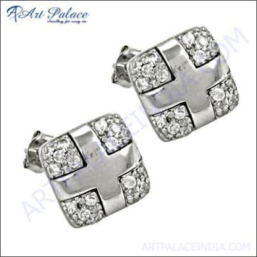 Excellent New Fashion Cubic Zirconia Gemstone Silver Earrings Womens Cz Earrings Beautiful Cz Earrings