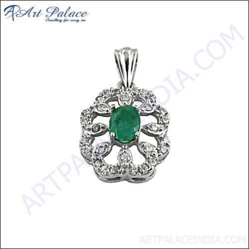 Excellent New Fashion Emerald Silver Pendant