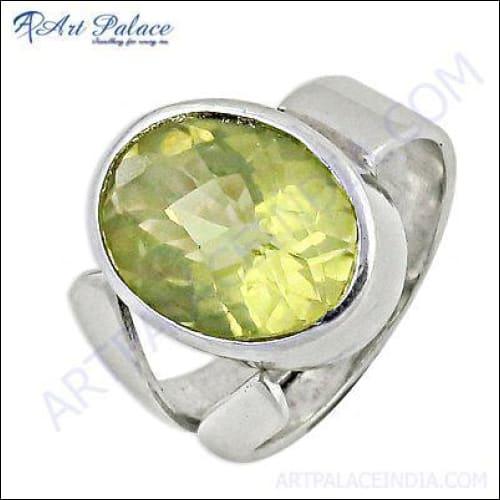 Excellent New Fashion Lemon Quartz Gemstone Silver Ring