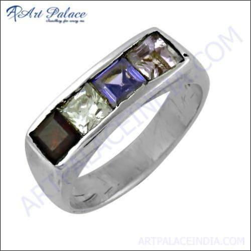 Excellent New Fashion Shining Multi Gemstone Silver Ring