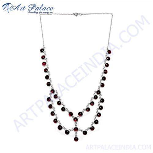 Excellent New Fashionable Garnet Silver Necklace