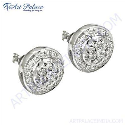 Excellent New Silver Cubic Zirconia Earrings Cz Stud Earrings Fancy Cz Earrings