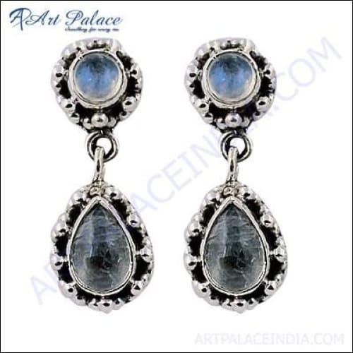 Excellent New Silver Rainbow Moonstone Earrings Jewellery