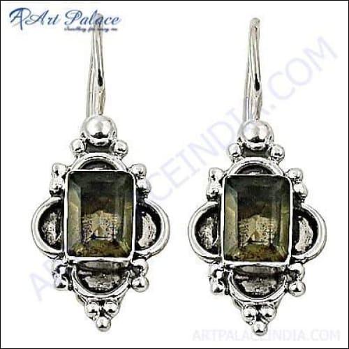 Excellent New Smokey Quartz Silver Earrings