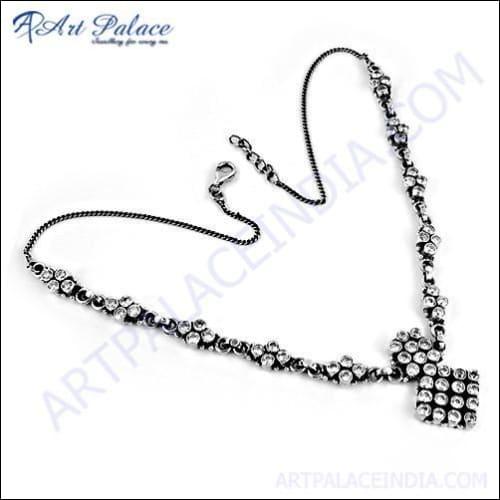 Exclusive Cubic Zirconia Gemstone 925 Silver Necklace Comfortable Cz Necklace Superb Cz Necklace