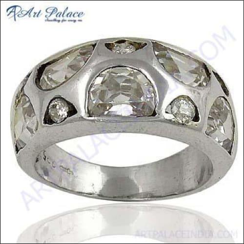 Exclusive Cubic Zirconia Gemstone 925 Silver Ring White Cz Ring Stylish Cz Rings
