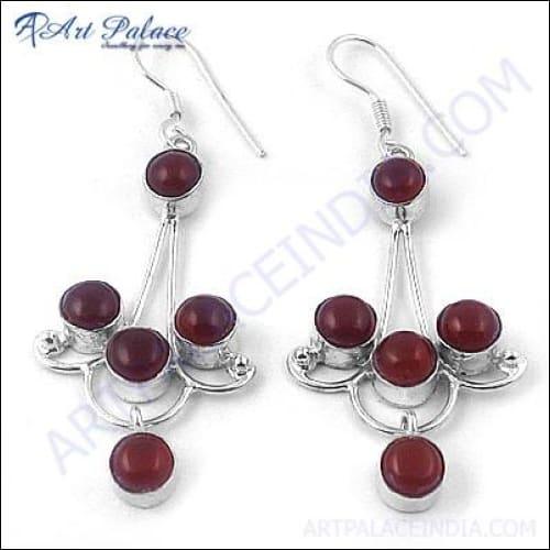 Exclusive Garnet Gemstone German Silver Earring Garnet Earrings Stylish Earrings