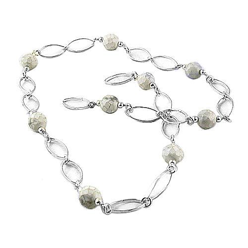 Exclusive Howlite Gemstone Beads 925 Silver Necklace Fancy Beaded Necklace Beaded Necklace