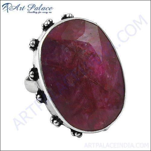 Expensive Dyed Ruby Gemstone Silver Ring