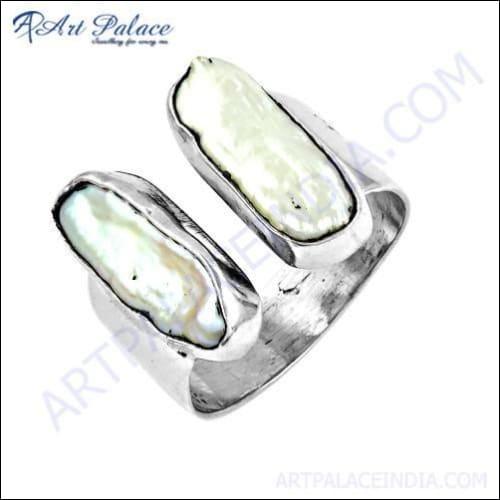 Expensive Pearl Gemstone Silver Ring, 925 Sterling Silver Jewelry