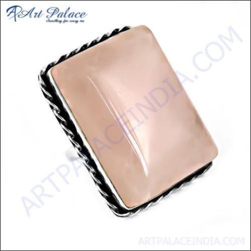 Expensive Rose Quartz Gemstone Silver Ring