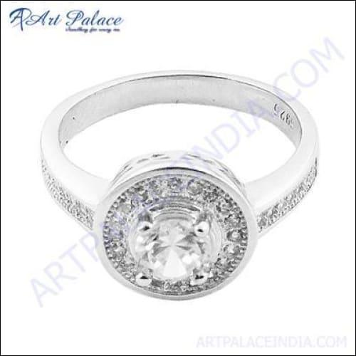 Fabulous Cubic Zirconia Gemstone Silver Ring