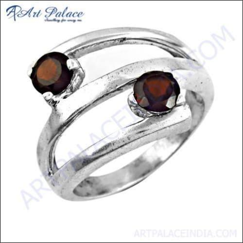 Fabulous Dual Garnet Gemstone Silver Ring, 925 Sterling Silver Jewelry