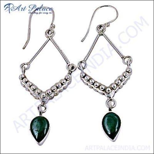 Fabulous Malachite Silver Earring Malachite Cabochon Earrings Adorable Gemstone Earrings