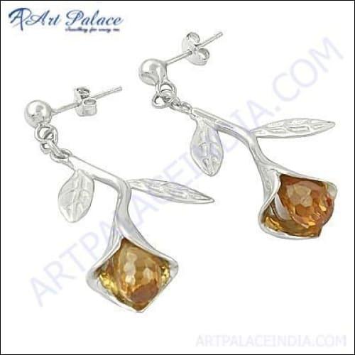 Fabulous Style Pitch Zirconia Gemstone Silver Earrings