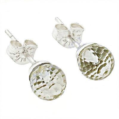Faceted Drop Crystal Gemstone Sterling Silver Stud Earring Cut Stone Earring Superb Earring