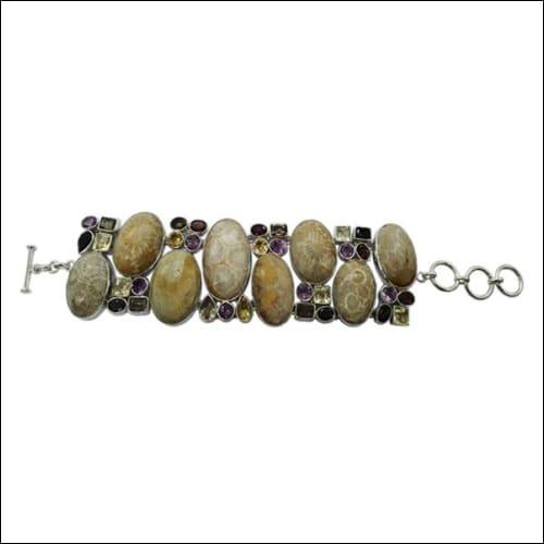 Faceted Multi Stone 925 Silver Bracelet