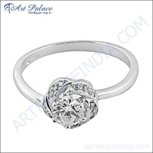 Famous Design CZ Gemstone Silver Ring