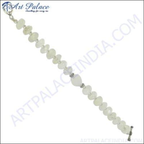Famous Design Gemstone 925 Silver Bracelet. White Beaded Bracelet Latest Beaded Bracelet