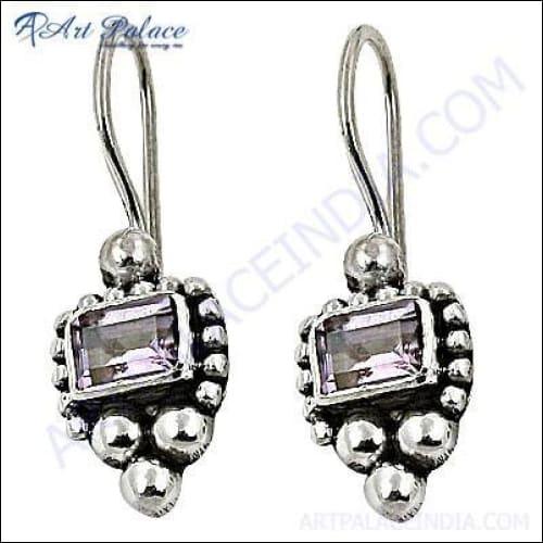 Famous Designer Amethyst Silver Earring